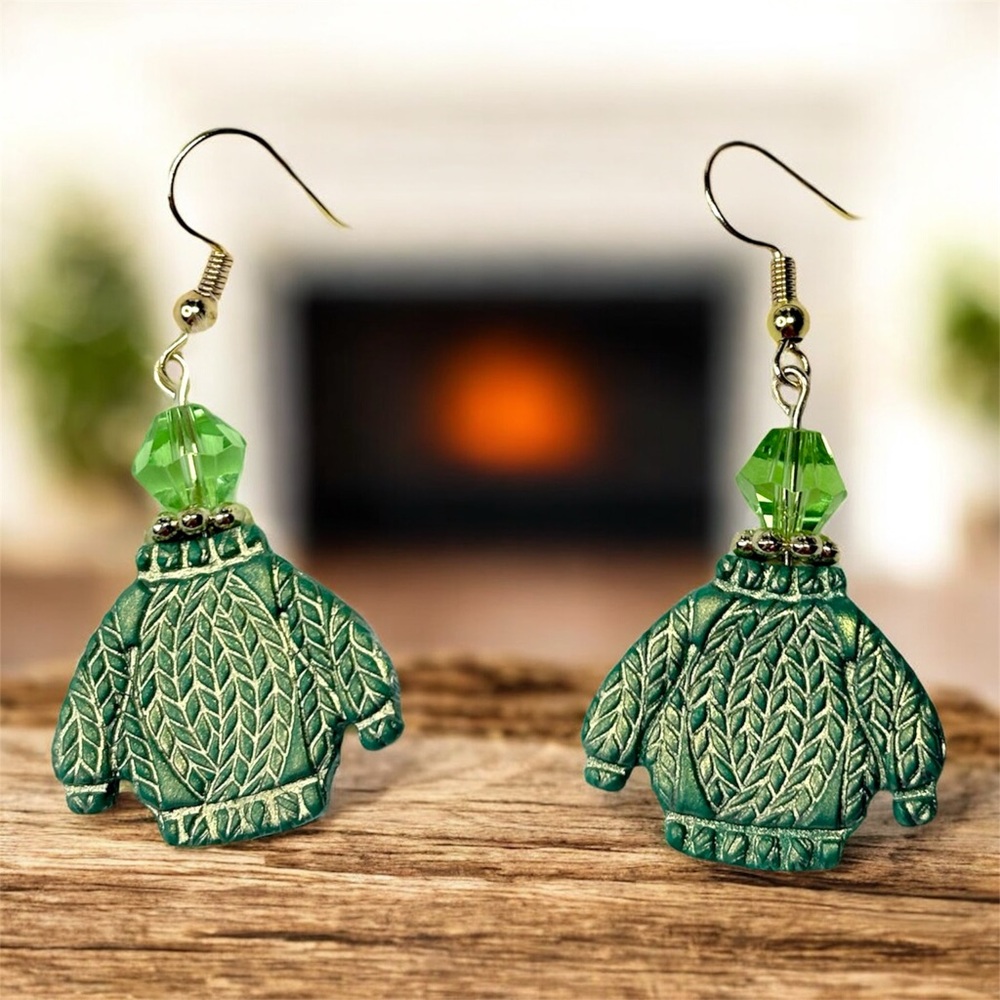 Sweater Weather Polymer Clay Earrings – Cozy Knit Sweater Dangle Earrings